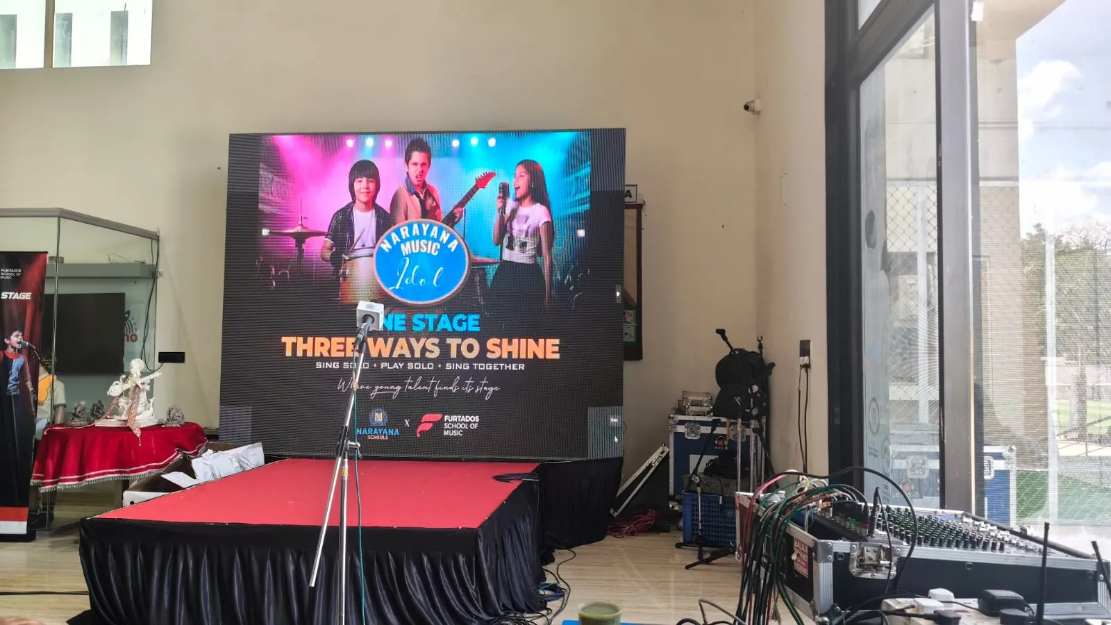 Corporate conference with attendees and stage setup